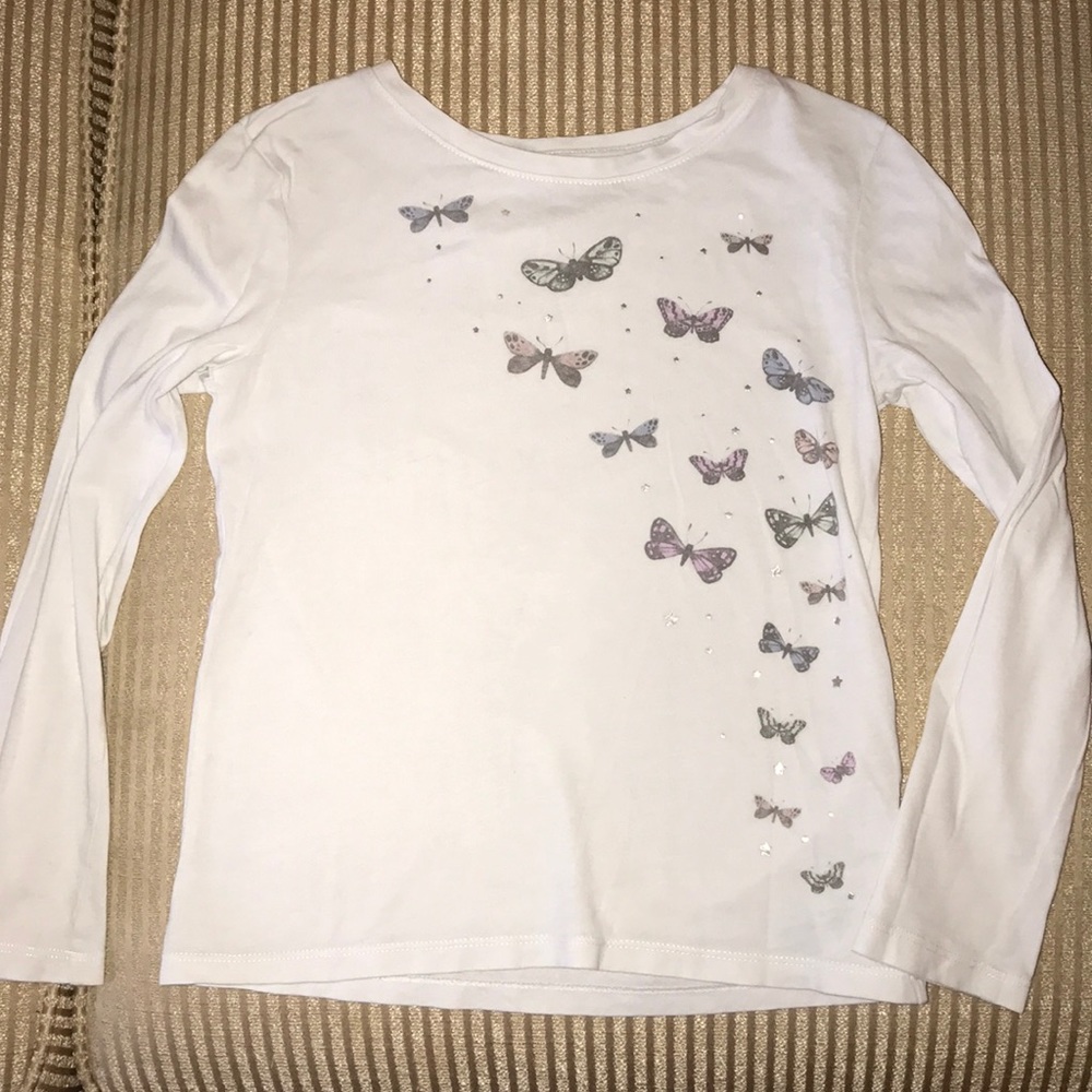 Gap Girls Long Sleeve Butterfly Tee SizeS 6-7